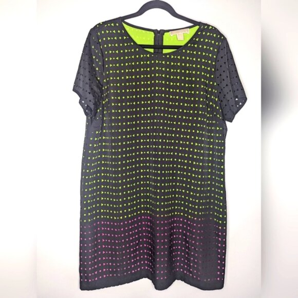 Michael Michael Kors Laser Cut Neon Shift Dress 14 - Picture 1 of 4